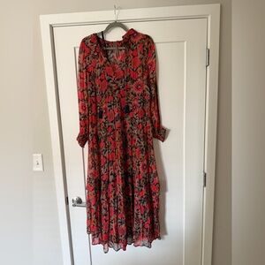 Anthropologie The Marais Printed Chiffon Maxi Dress Worn Once!